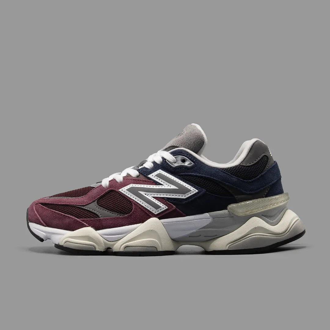 New-Balance-9060-Burgundy-Blue نیوبالانس ۹۰۶۰ مشکی زرشکی آبی - تصویر 1